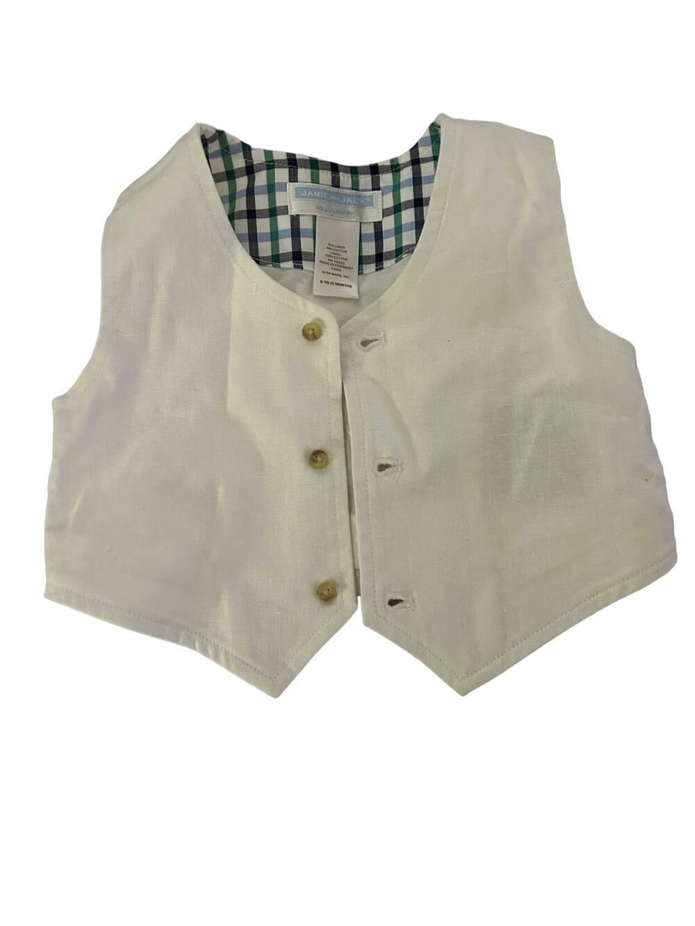 Janie And Jack White Vest size 6-12m